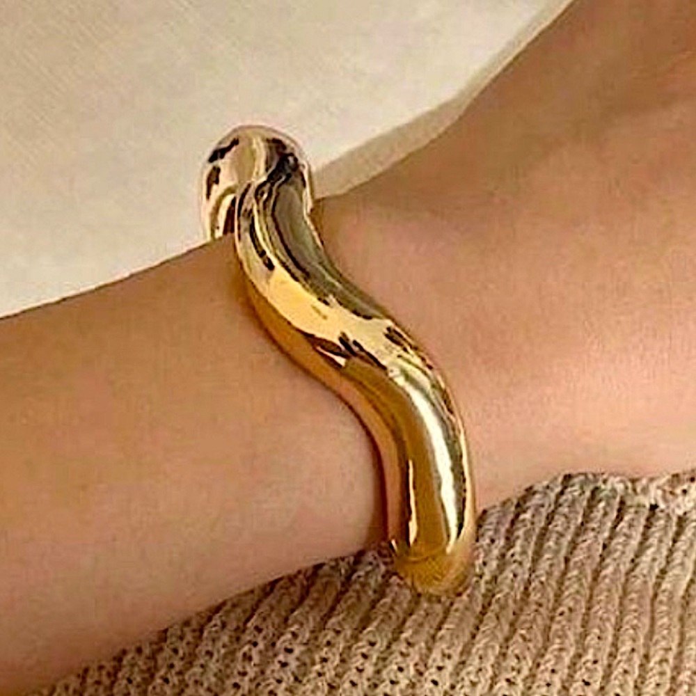 Gold Plated Irregular Bangle Bracelet Geometric